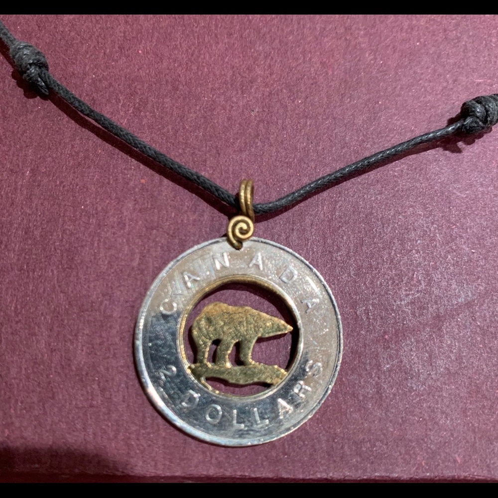 Coin polar bear necklace